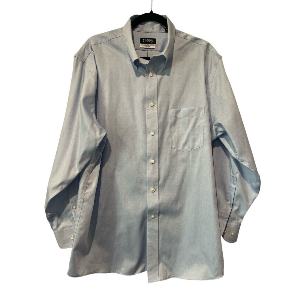 Chaps Men’s Long Sleeve Blue Shirt 17 Inch Neck, 32/33